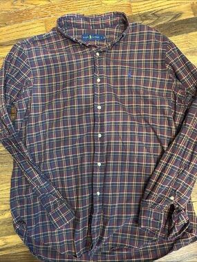 Polo by Ralph Lauren Burgundy and Navy Plaid Button-Down Shirt